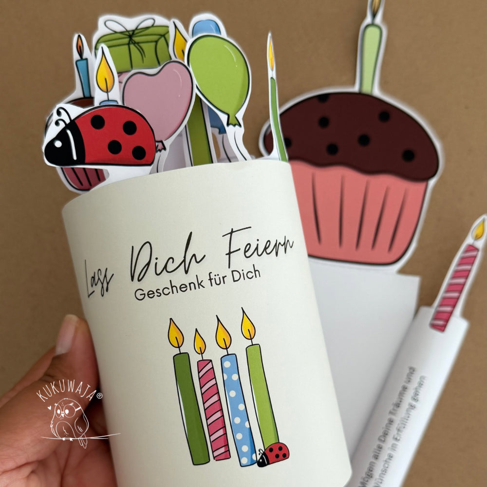 Druckvorlage Bastelvorlage Banderole Schokolade Lass Dich Feiern Geburtstag DB-03