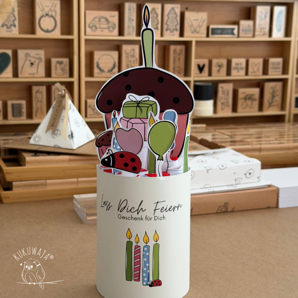 Druckvorlage Bastelvorlage Banderole Schokolade Lass Dich Feiern Geburtstag DB-03