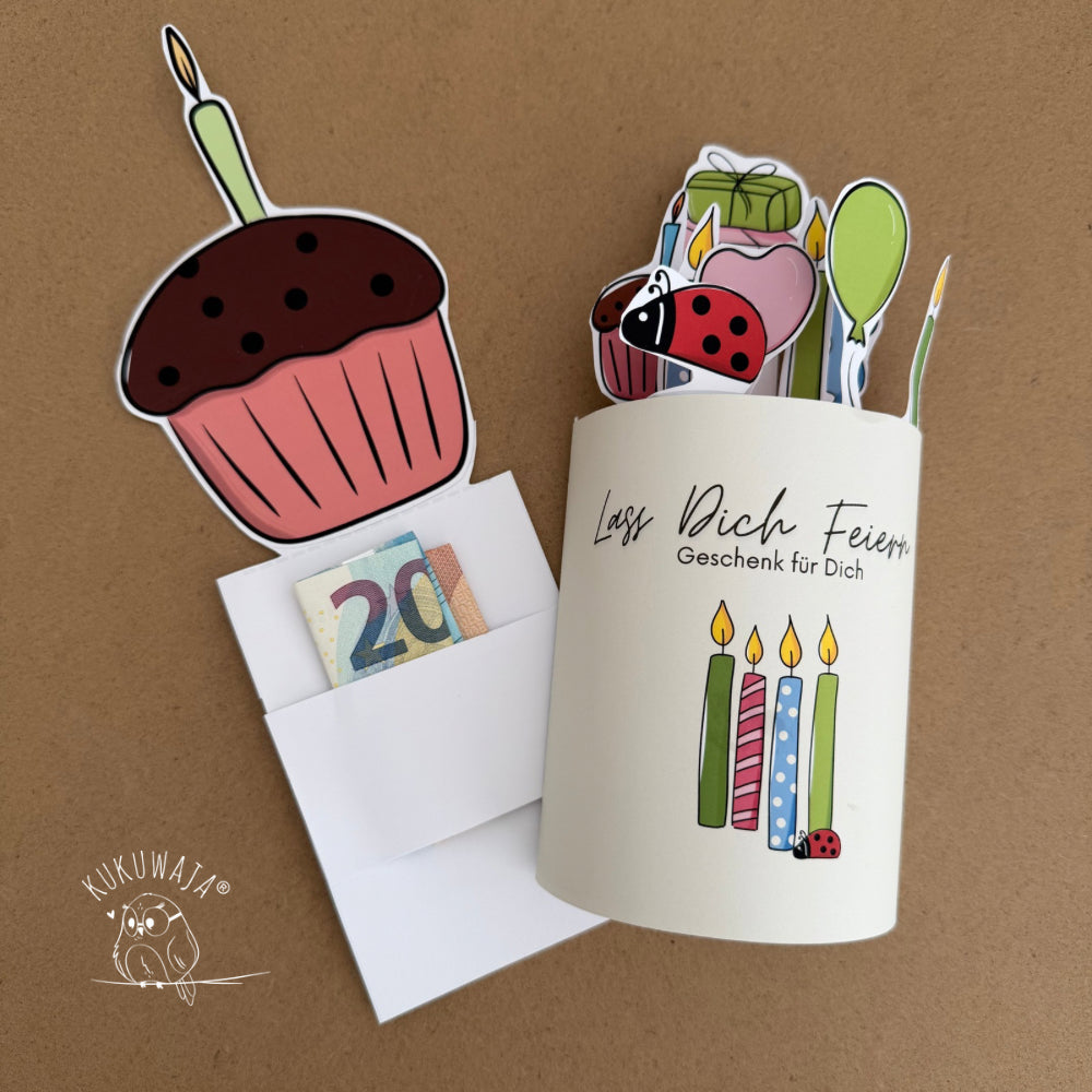 Druckvorlage Bastelvorlage Banderole Schokolade Lass Dich Feiern Geburtstag DB-03
