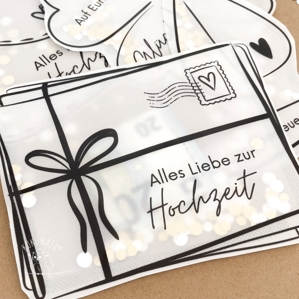 Druckvorlage Schüttelkarte Geldgeschenk Hochzeit SK-02